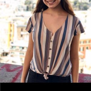 American Eagle striped button down tee